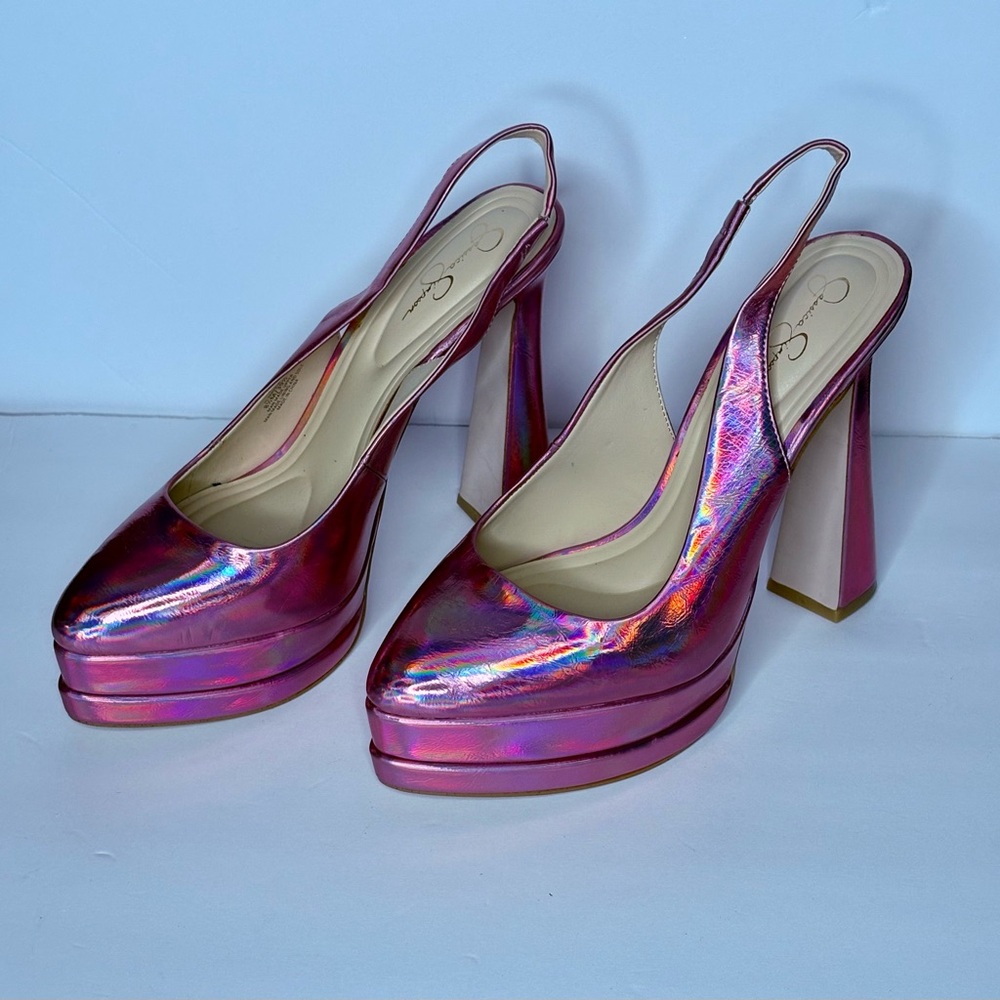 Jessica Simpson Holographic Pink Platform Heels